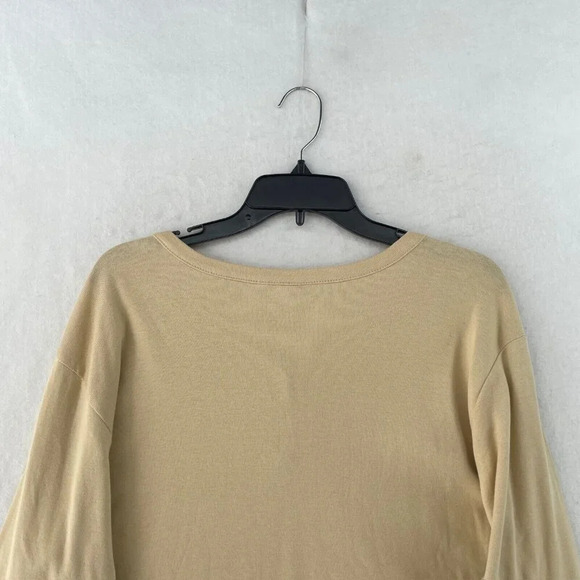 Levi's Shirt Women's Sz 18/20 Light Brown Long Sleeve Knit Henley Snap Pullover - Picture 8 of 11